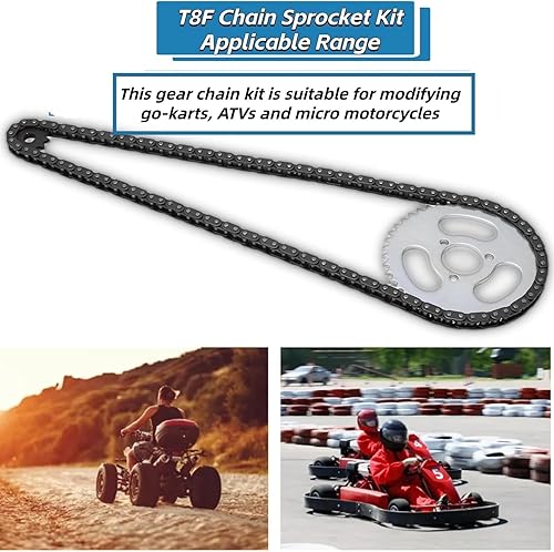 Miniatura 6 de Kit de cadena T8F, juego de piñones delanteros y traseros para karts modificados, cuatrimotos, mini motocicletas, reemplazo de engranajes de alta