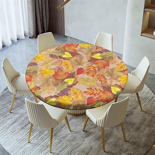 Miniatura 2 de Mantel redondo con borde elástico de hoja de arce, ajustable, para exteriores e interiores, picnic, patio, decoración de fiesta de cabaña, se adapta