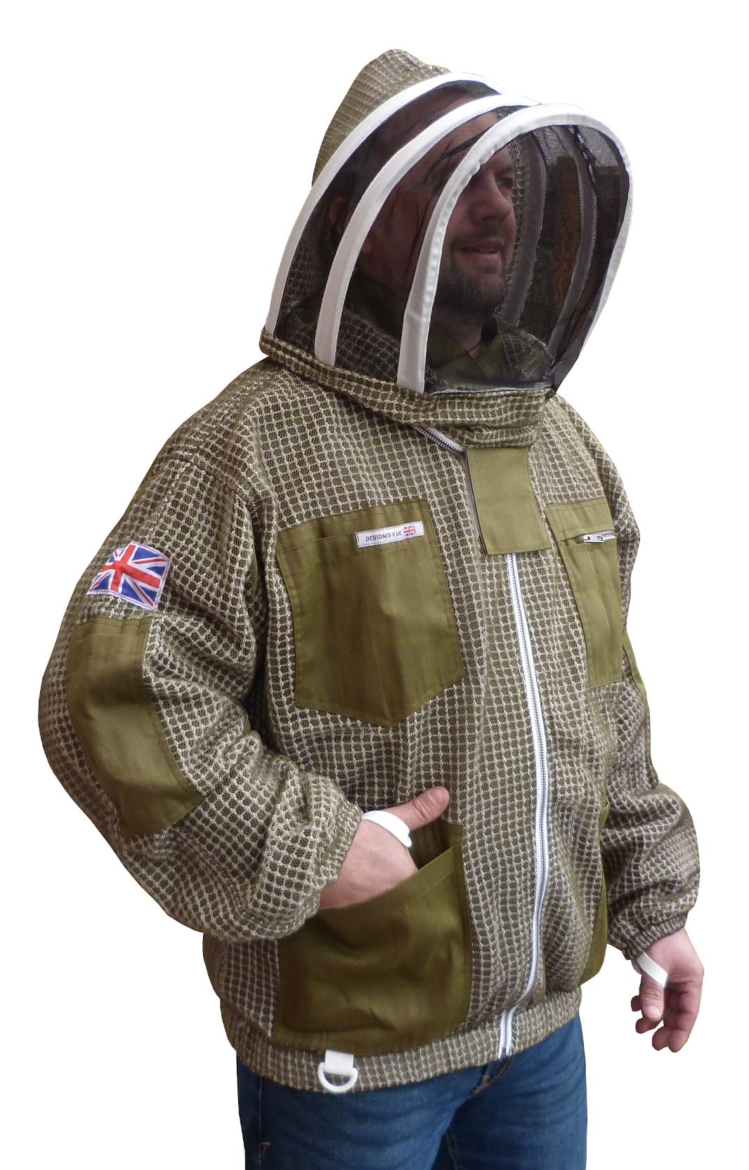 AGS Bee Jacket - Giacca da apicoltura a 3 strati, ultra ventilata, colore: verde (2XL)