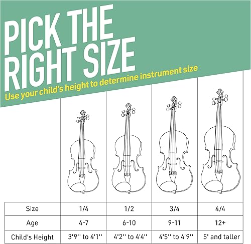 Miniatura 5 de Mendini By Cecilio Violín - MV50092D - Talla 44 tamaño completo madera maciza negra - Flameada violines de 1 pieza con funda afinador reposapiés