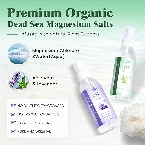 Miniatura 2 de Aceite de magnesio para pies, spray de aceite de magnesio tamaño viaje magnesio tópico puro del mar muerto, hipoalergénico, no graso, fácil de