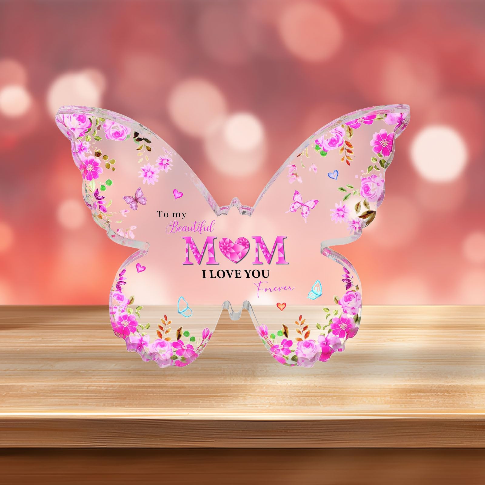 Gifts for Mum - Acrylic Beautiful Butterfly Plaque Present for Mum, Best Mum Gifts from Daughter Son, Mummy Gifts Ideal for Birthday, Mother's Day, Personalised Presents for New Mum to be, Step Mum