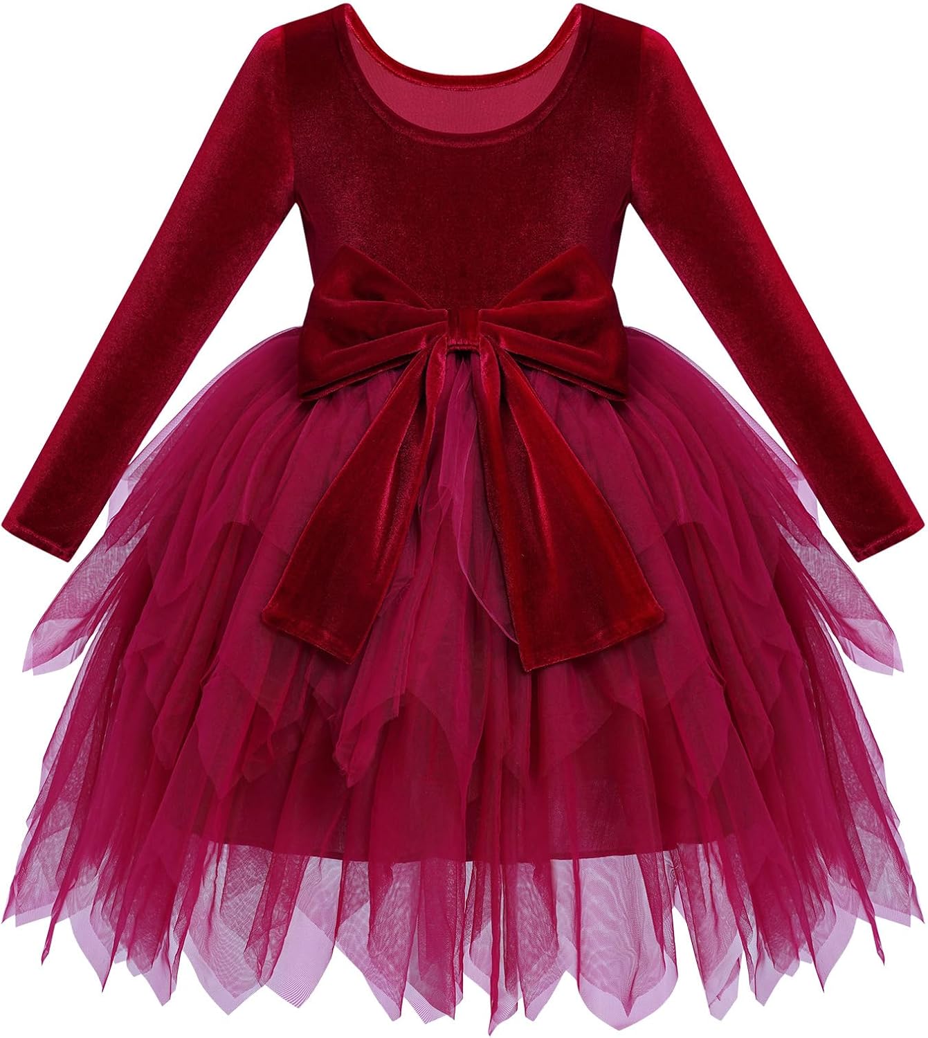 IDOPIP Toddler Baby Girls Velvet Tutu Dress Bowknot Ruffle Tulle Princess Christmas Birthday Party Dress Fall Winter Clothes