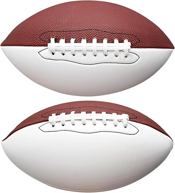 Full Size 12 Inch Autograph American Football with 2 White Panels Customized Trophy for Rugby Game Graduation Signing