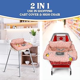 PILLANI Shopping Cart Cover for Baby, High Chair Cover for Restaurant Seat - Grocery Cart Cover for Baby Girl and Boy, Comfortable Cotton Buggy Covers for Babies - Padded Toddler Shopping Cart Cover