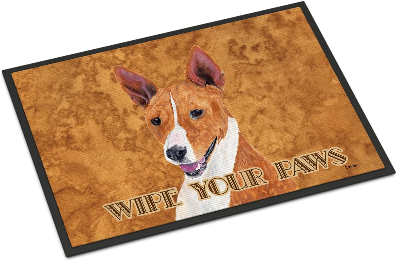 Caroline's Treasures SC9124MAT Basenji Wipe Your Paws Doormat 18x27 Front Door Mat Indoor Outdoor Rugs for Entryway, Non Slip Washable Low Pile, 18H X 27W