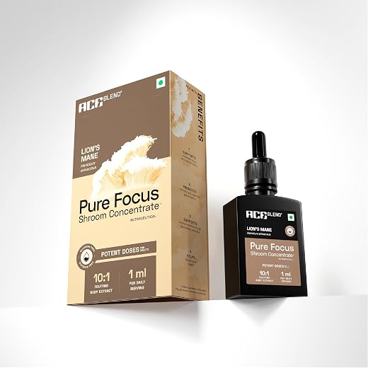 Ace Blend Energy Shroom Concentrate | Lion's Mane Mushroom Extract Liquid | 30ml, 30 servings | 10:1 Concentrate | Ultraso...