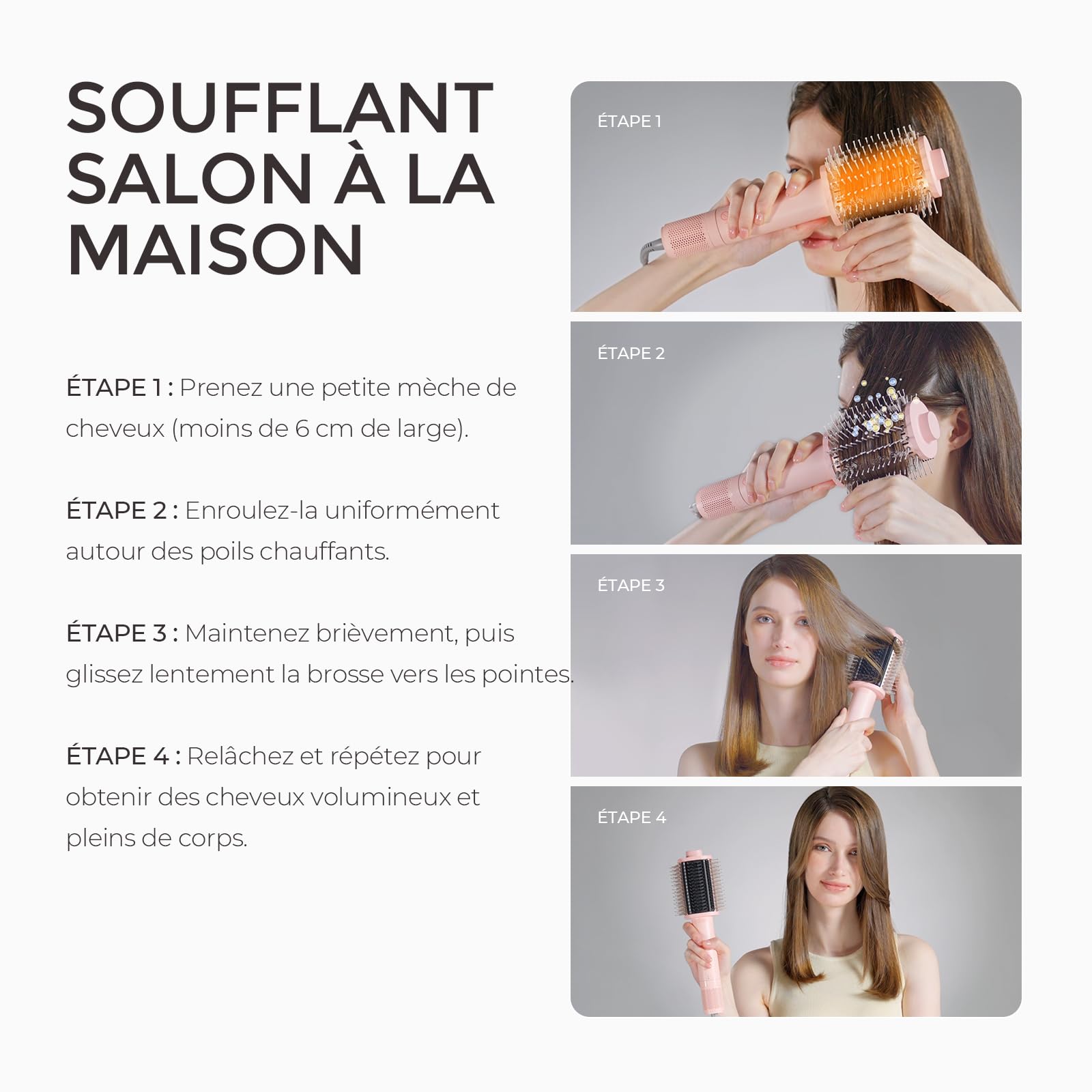 TYMO Brosse Soufflante Chauffante, One-Step Sèche-cheveux et Brosse Volume, Brushing Peine Ionique 5 en 1 avec Moteur Turbo Pour Séchage Rapide et Doux, Lisser, Boucler, Créer du Volume, Or