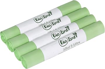 Mini 3L Compostable Caddy Bags - 100 liners - Kitchen Worktop Compost Food Waste Bin Liners for EN13432 (Pack of 6)