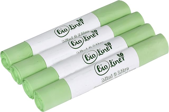 Mini 3L Compostable Caddy Bags - 100 liners - Kitchen Worktop Compost Food Waste Bin Liners for EN13432