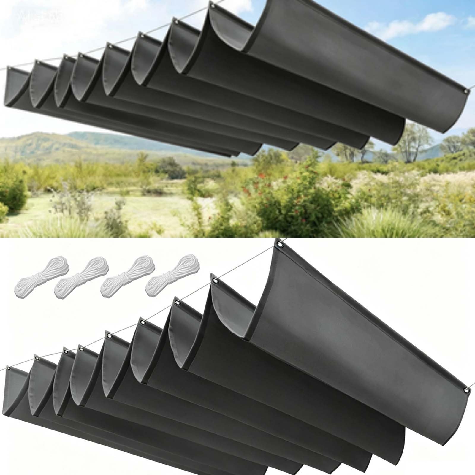 Filet d'ombrage indéchirable anti-UV 98% pour pergola rétractable grise