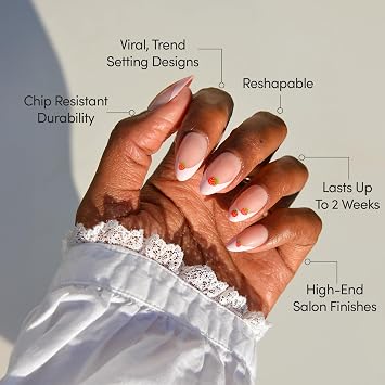 Glamnetic Press-On Nails Bundle - Sweet & Styled | 2 Short & Medium Almond Fake Nails with Strawberry & Cherry Details | Glossy Girly Designs | Durable, Salon-Quality Nail Kits