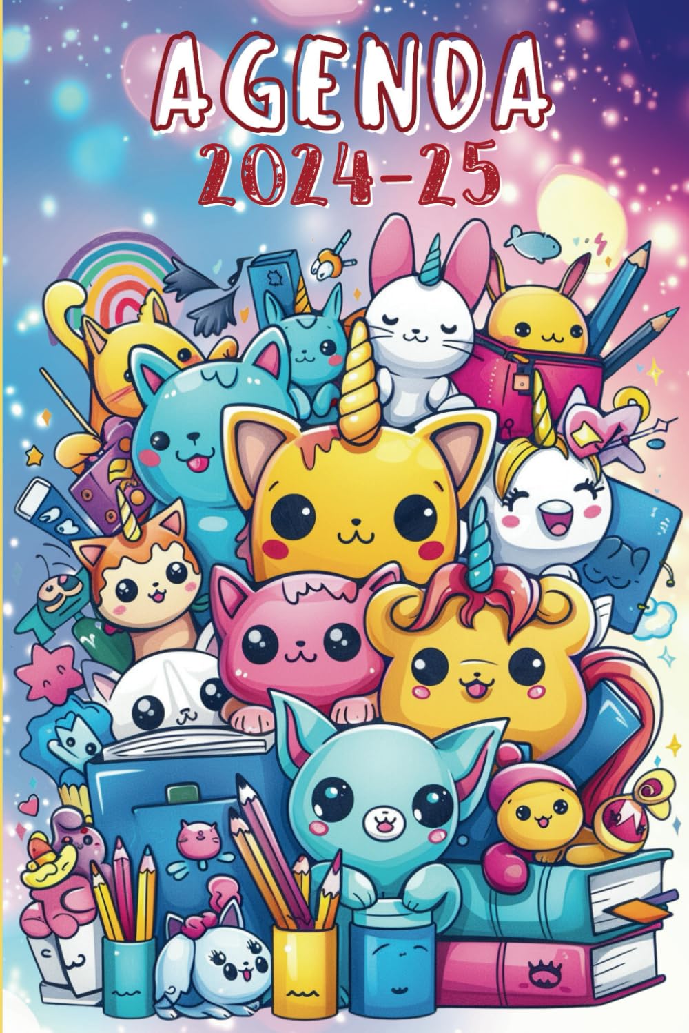 Agenda 2024 2025 Kawaii: Planificador escolar primaria niña, semana vista. Con dibujos para colorear kawaii. A5+