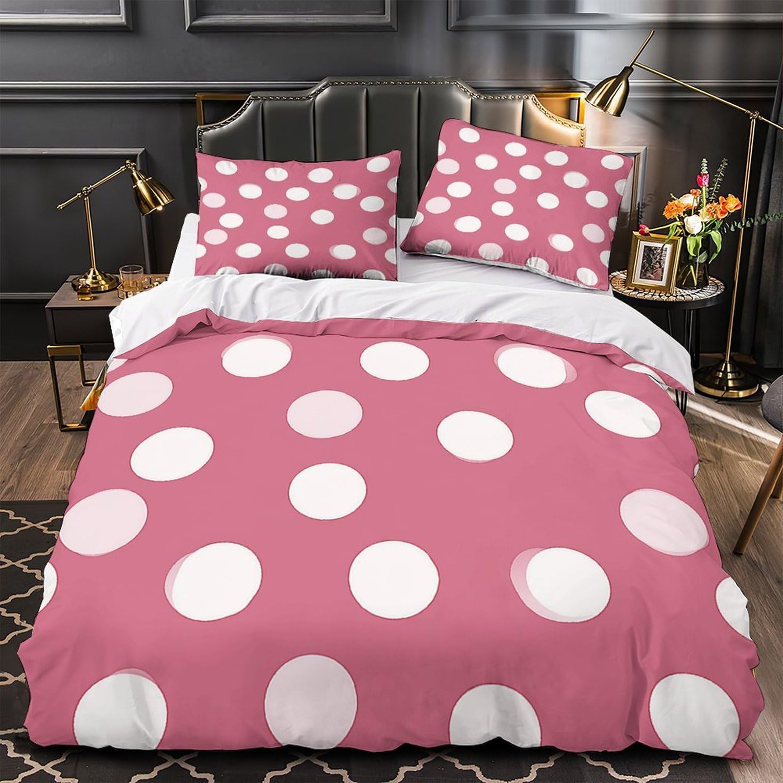 Housse de Couette Microfibre King Carreaux 3D Douce Lit 220x240