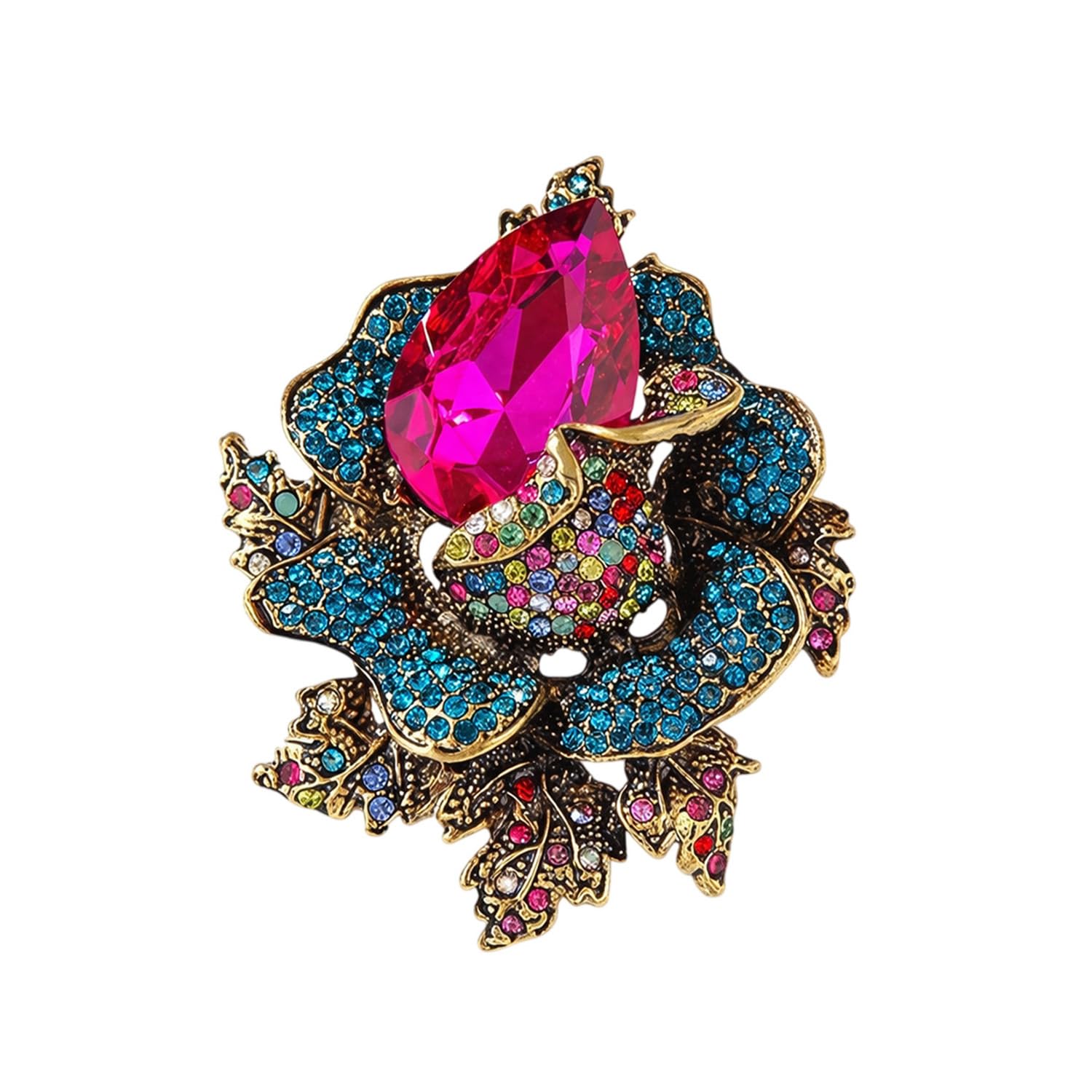 Brooch Pin Fashion Crystal Rhinestone Jewellery Pin Vintage Accessories Decoration Clothing Bouquet Brooches for Bridal Women Girl (BLUE-ROSE-PINK)-image-49