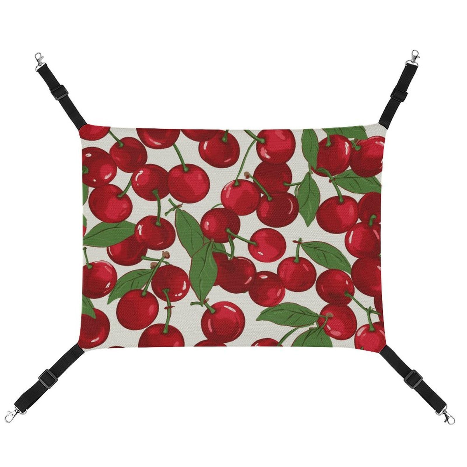 Hamac pour chat réglable et suspendu au motif cerises rouges pour chatons et furets