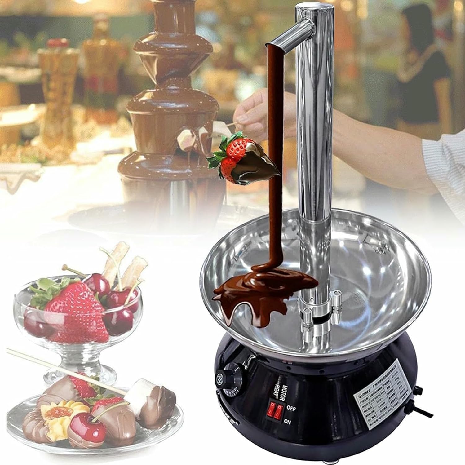 Chocolate Fountain Machine, Chocolate Fondue Set, Fountain Drink Machine, Commercial Chocolate Fountains, Stainless Steel Hot Chocolate Waterfall