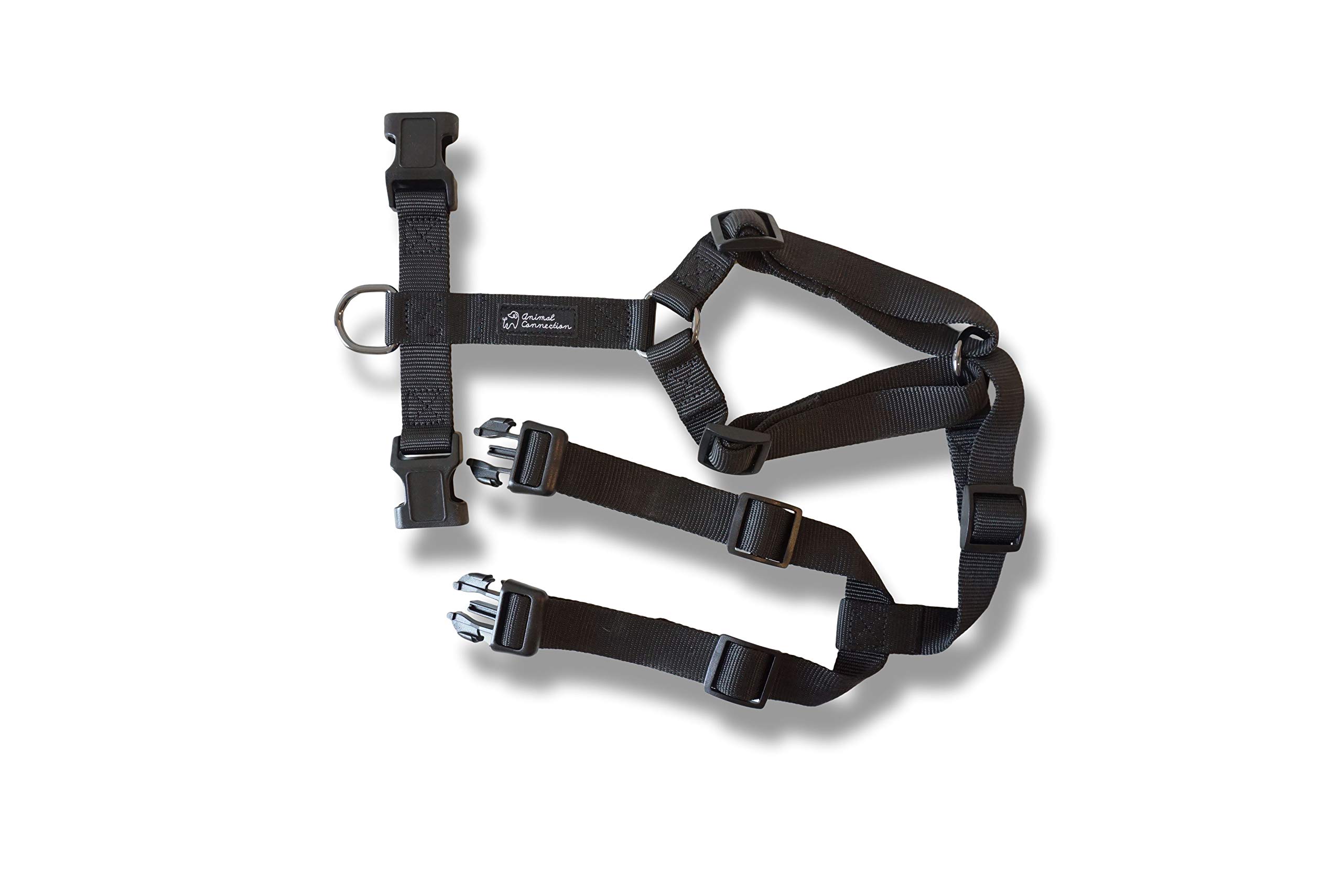 Pettorina ad H per Cani. 5 Punti di Regolazione. Disponibile in 5 Colori. Leggera e Resistente. (XS, Nero)