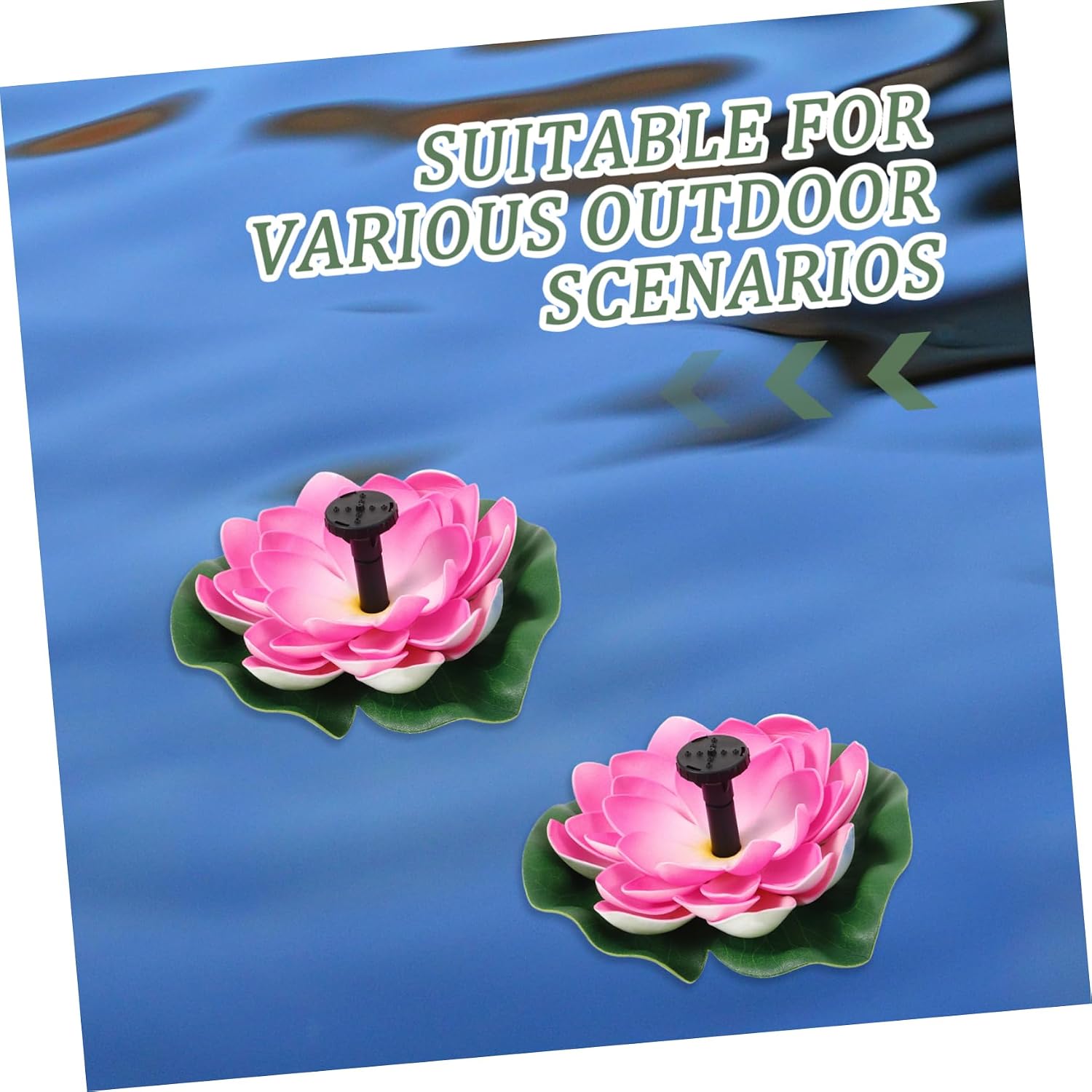 MERRYHAPY Lotus Floating Fountain for Outdoor Garden Pond USB Charging Solar Powered 3 Nozzles Decorative Water Feature for Bird Bath and Landscaping