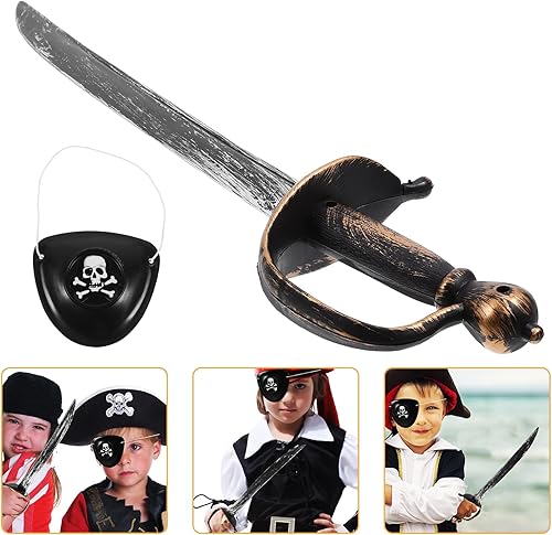 Miniatura 8 de Espadas piratas de plástico, con parche de ojo, accesorios de plástico samurái de anime, caballero pirata, Halloween, suministros de fiesta para