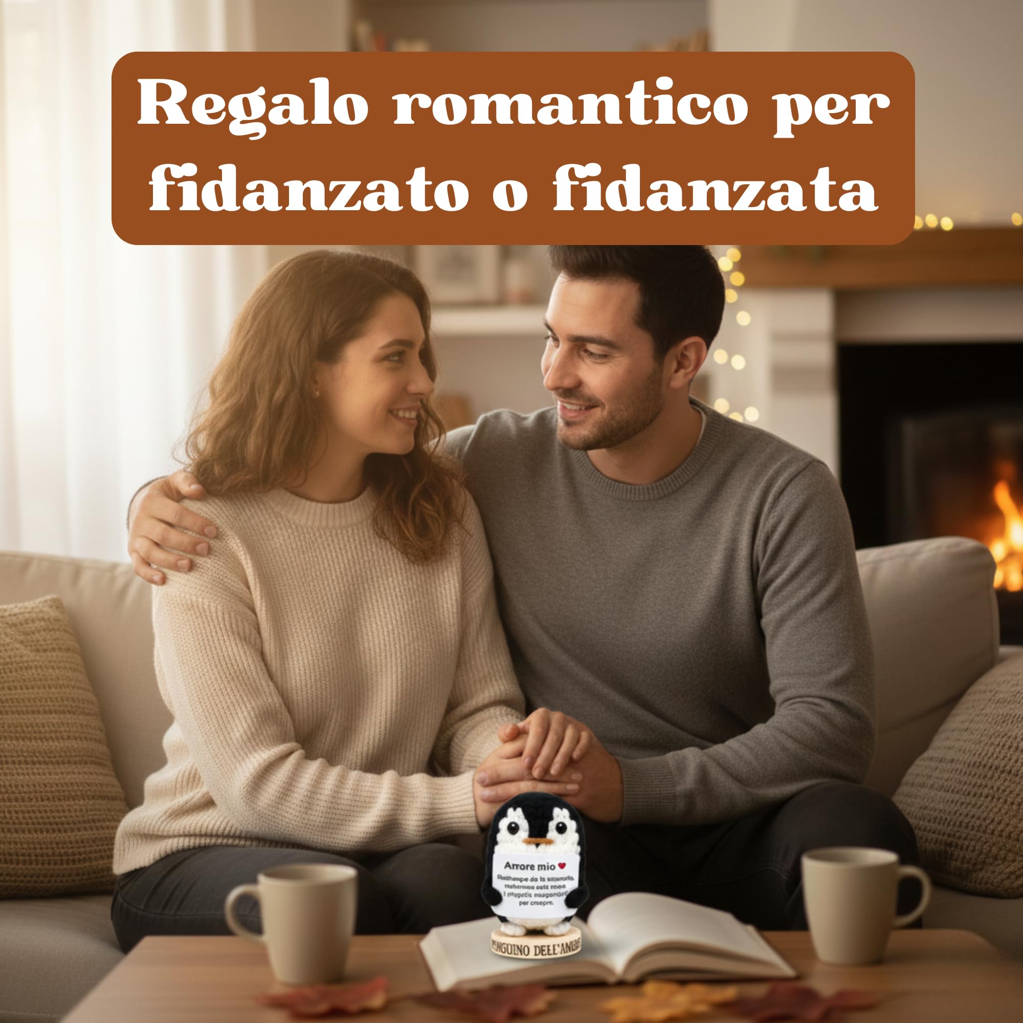 Pinguino Peluche dell’Amore – Regalo Romantico per Fidanzato o Fidanzata, Idea Regalo Anniversario, Mesiversario o Matrimonio – Regalo di Coppia San Valentino “Amore Mio” (Pinguino dell’Amore)