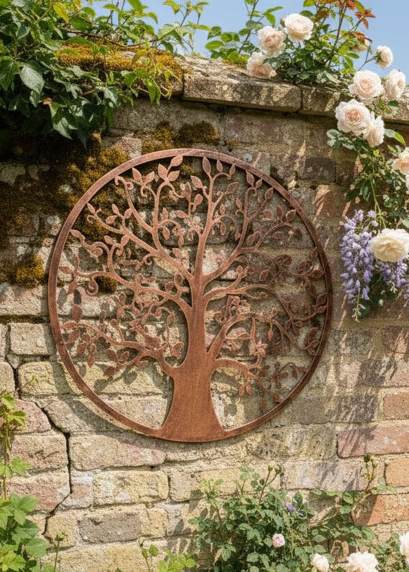 Handmade Tree of Life Metal Wall Art, Bronze Powder Coated, 80cm, Indoor Outdoor Garden Decor