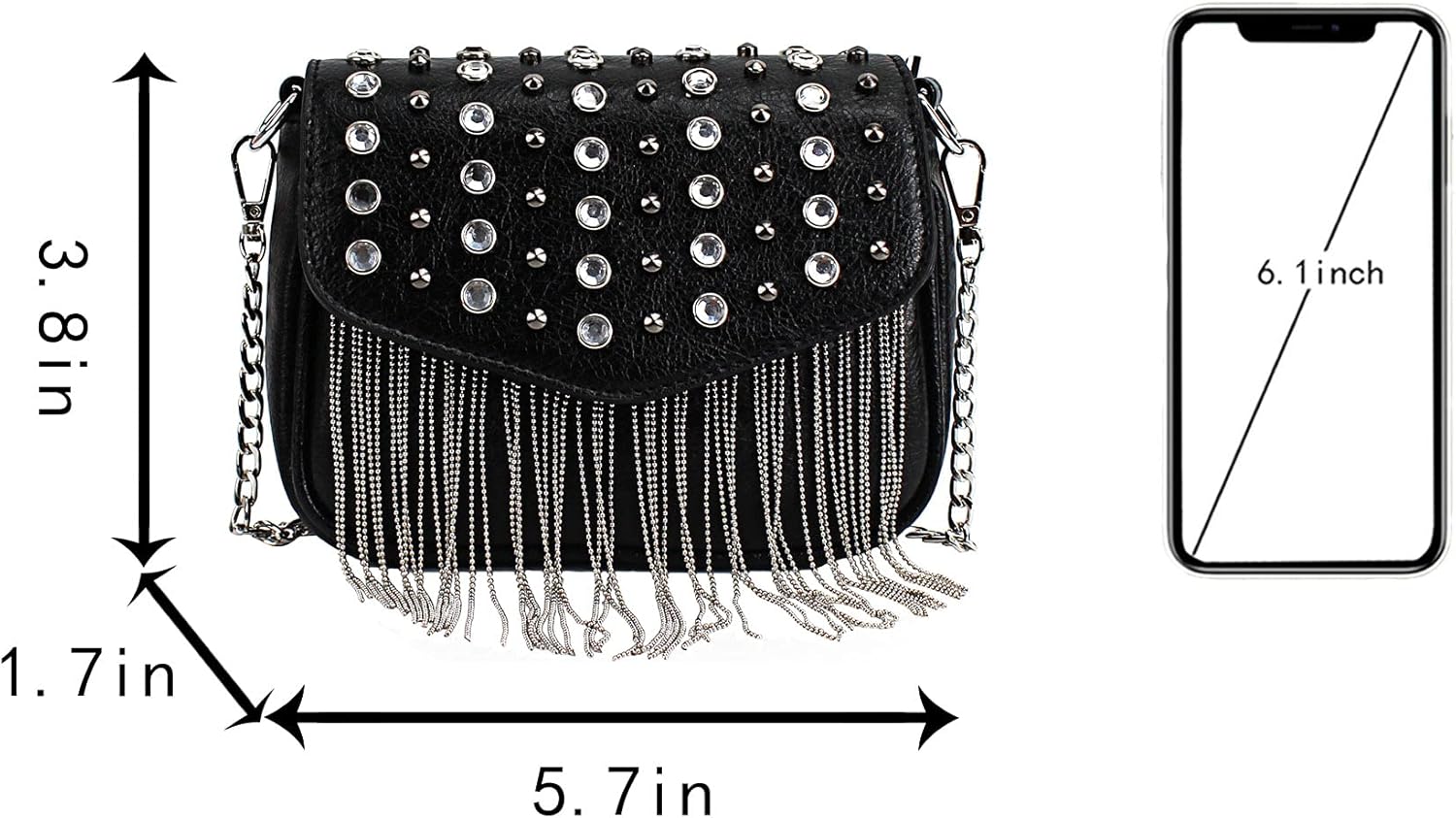 Hoce Leather Rivet Crossbody Purse Small Studded Chain Bag for Women