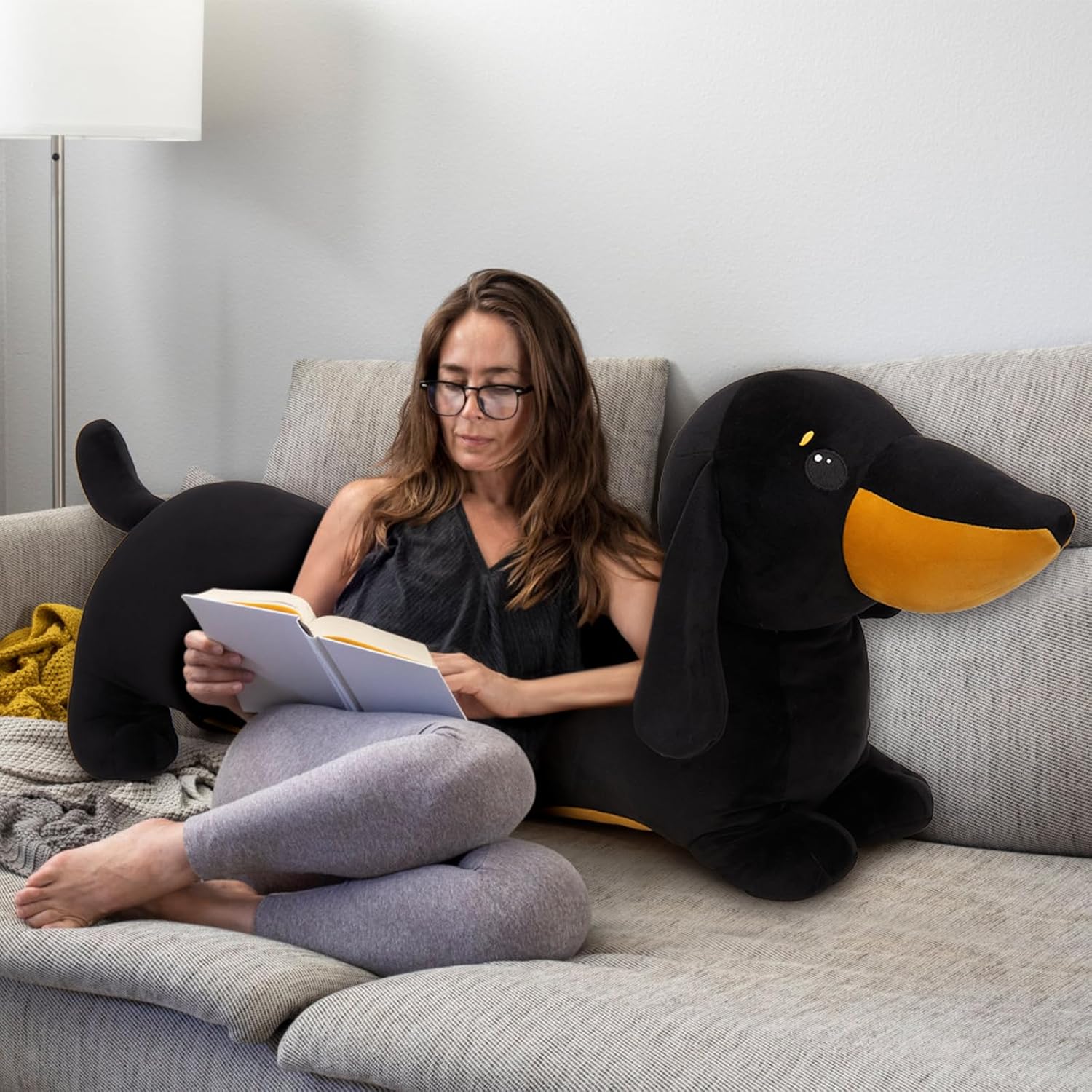 MorisMos Dachshund Stuffed Animal Plush 4ft, 43'' Long Weiner Dog Body Pillow for Kids Adults, Lifelike Weiner Dog Toy Designed in NYC, Realistic Black Dachshund Gift for Girl Boy Toddler Women - Image 2