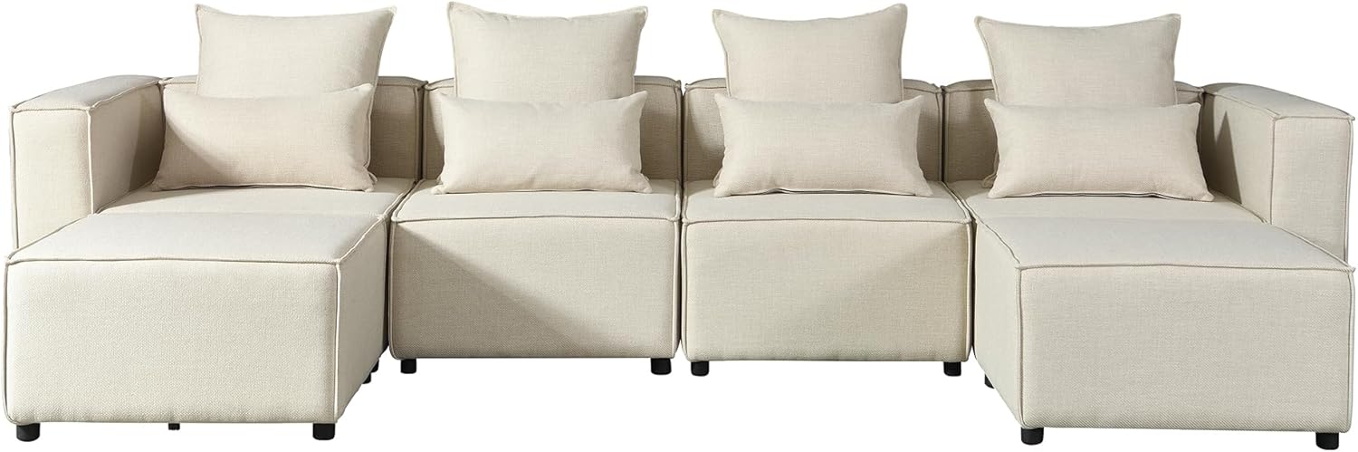Modular Sectional Couches Convertible Sofa with Ottoman U Shaped Modern Sofa Sectionals for Living Room,Bedroom and Office(Beige)