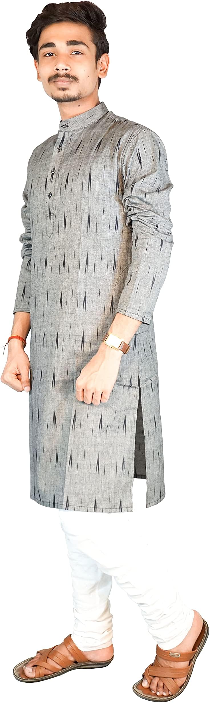 Riyashreecotton men's straight long ikat kurta for men, stylish and traditional | 002