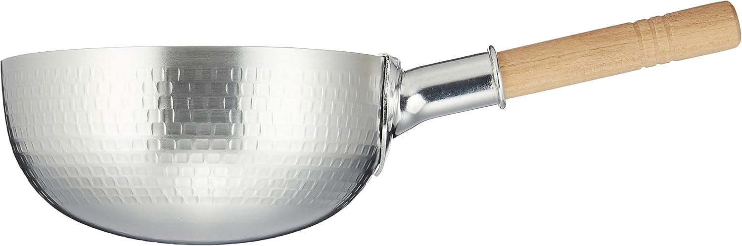 Akao Aluminum DON Hammered One-Handed Bose Pot, 7.1 inches (18 cm), Aluminum Alloy, Handle (Natural Wood), Japan WBC38018