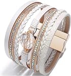 Women Multi-Layer Leather Wrap Bracelet Stackable Wristband Braided Cuff Bangle Bracelets Handmade Jewelry