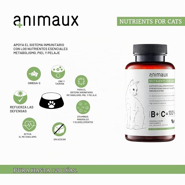 Foto 2 de 6 de animaux Nutrients for Cats - 120 Comprimidos Casticables