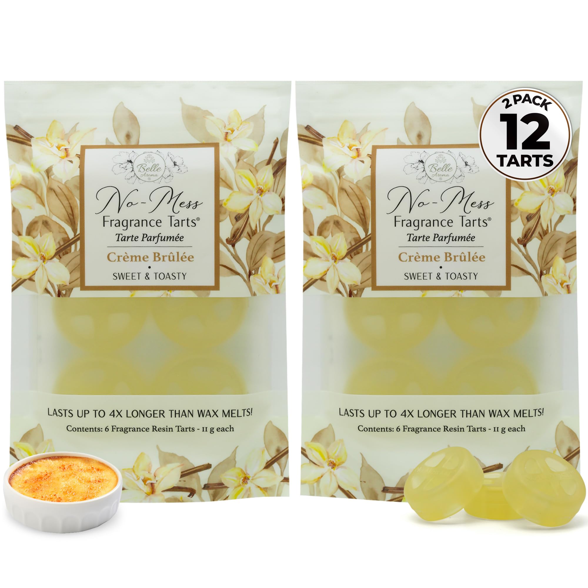 Belle Aroma No-Mess Fragrance Tarts for Wax Warmers – Solid Fragrance Alternative to Wax Melt (Designed Not to Melt), Heat-Activated Home Scent, Long-Lasting Aroma, 12 Mini 2 Pack White Tea and Ginger