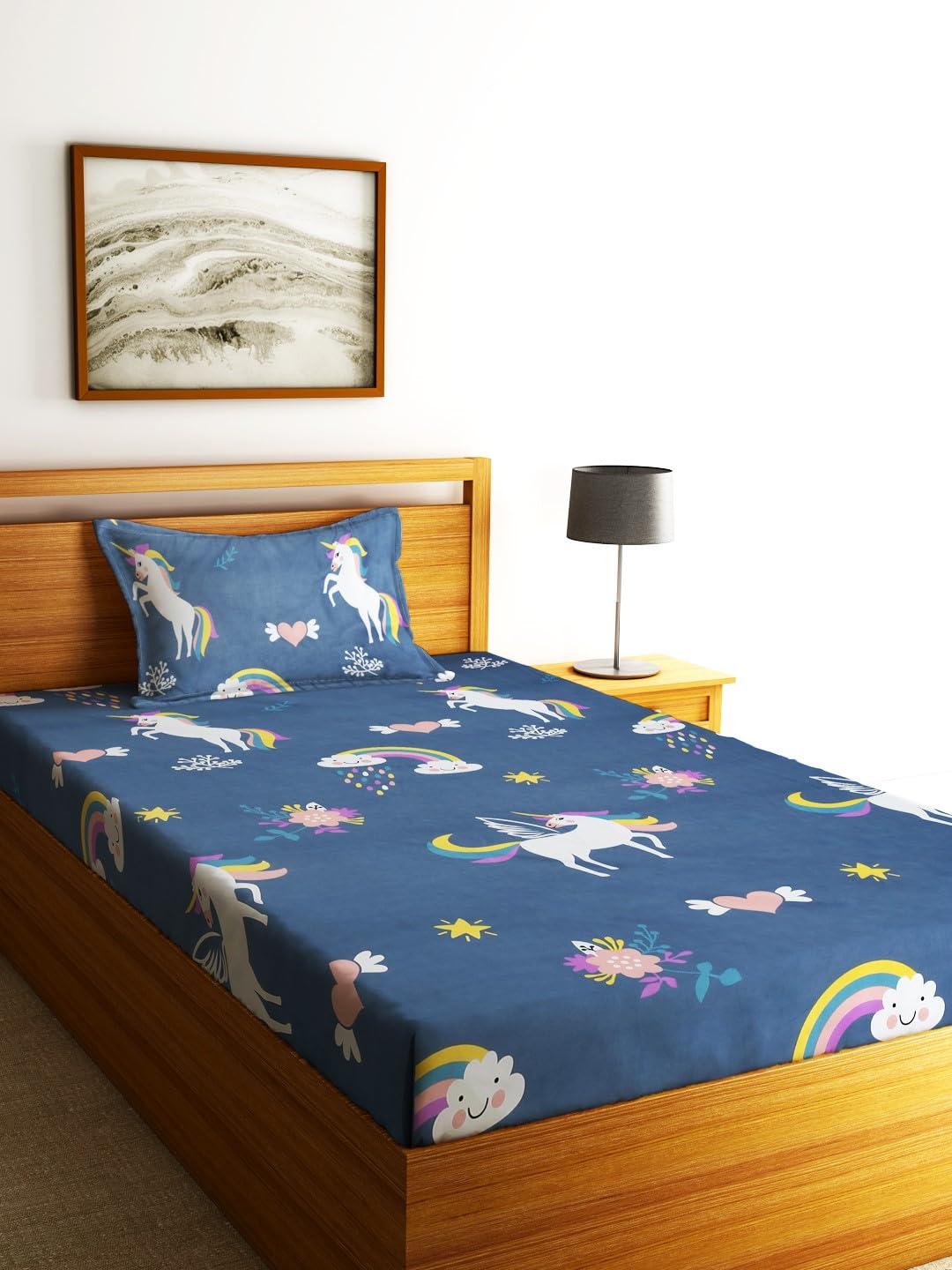 Home Sizzler 210 TC Glace Cotton Microfibre Unicorn Print Single ...