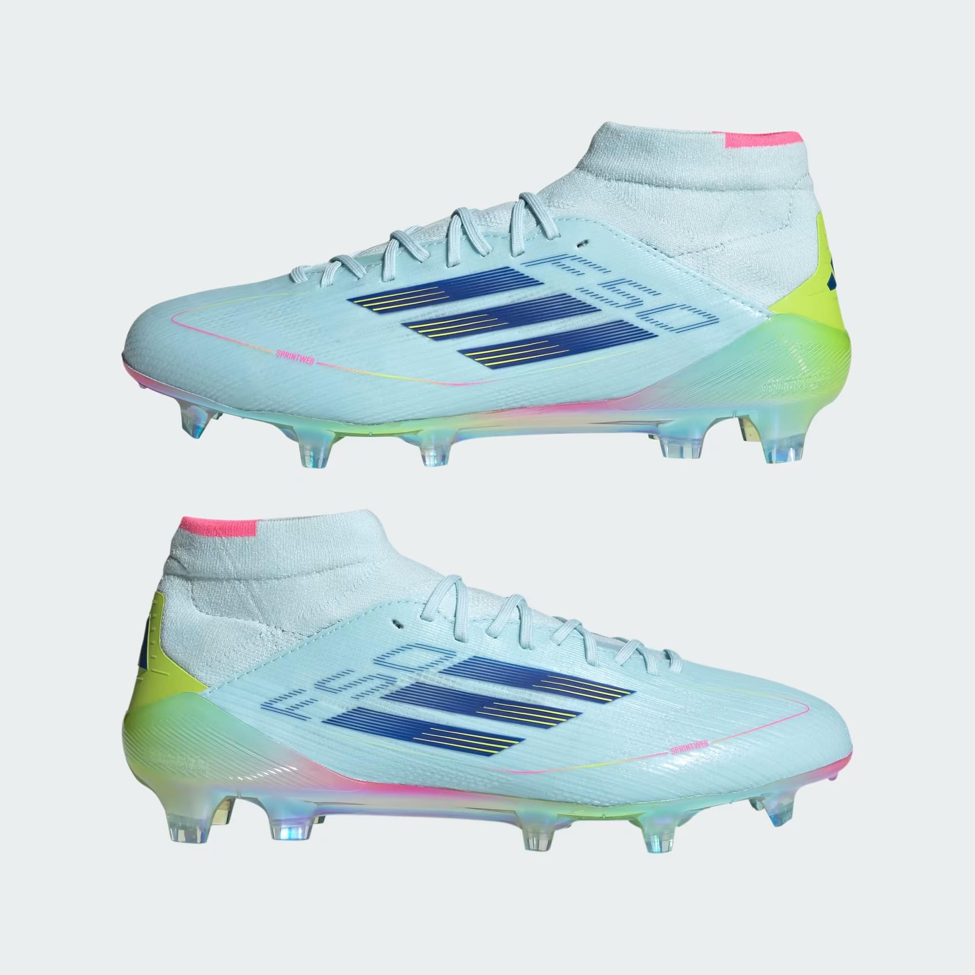 adidas Women's F50 Elite MID-Cut 99 Capsule Firm Ground Cleats, Almost Blue/Semi Lucid Blue/Semi Solar Yellow, US 9 W