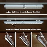 BLS T01L LED Lumière de placard, Super Bright 20 LED Sous l'éclairage de cabinet Batterie alimentée/DC entrée sans fil détecteur de mouvement, interrupteur automatique allumé, capteur de mouvement & Capteur de lumière, faisceau de lumière réglable