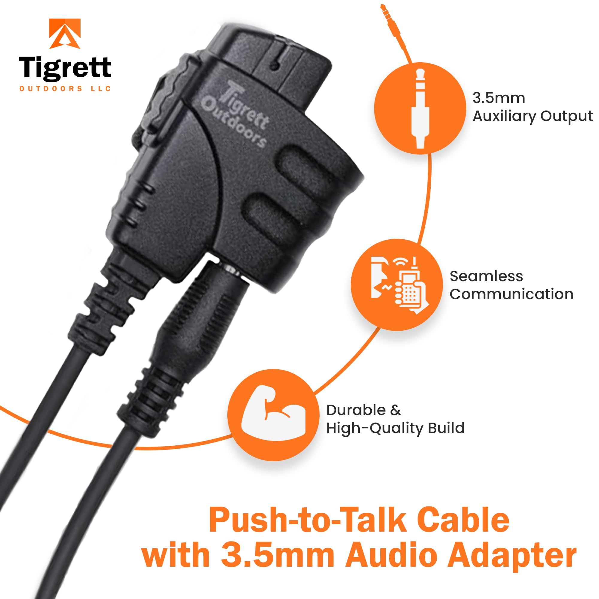 Radio Communication Cable Tigrett Outdoors SMC PTT Cable - 3.5mm Audio  Adapter For Yaesu & Motorola Radios 3.5mm Push To Talk