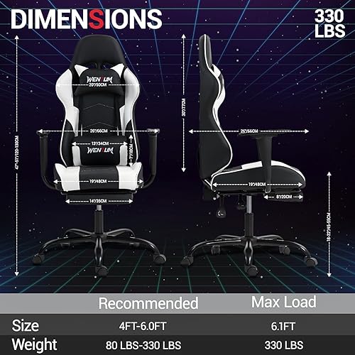 Miniatura 3 de Silla de videojuegos, silla de computadora con reposapiés y masaje, silla de piel sintética, soporte lumbar para hombres y mujeres, oficina en casa,