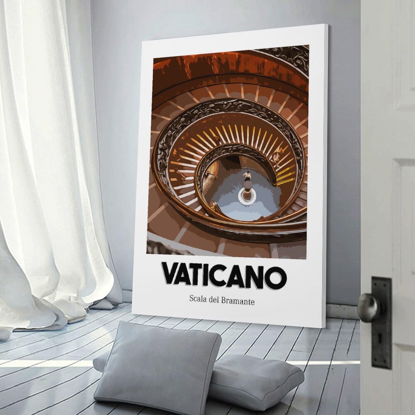 Junmoney Bramante Staircase Wall Decor Canvas Print 20x30inch(50x75cm), for Lounge Decor, Bedroom Walls Or Flats, Canvas Styling for A Polished Room Look