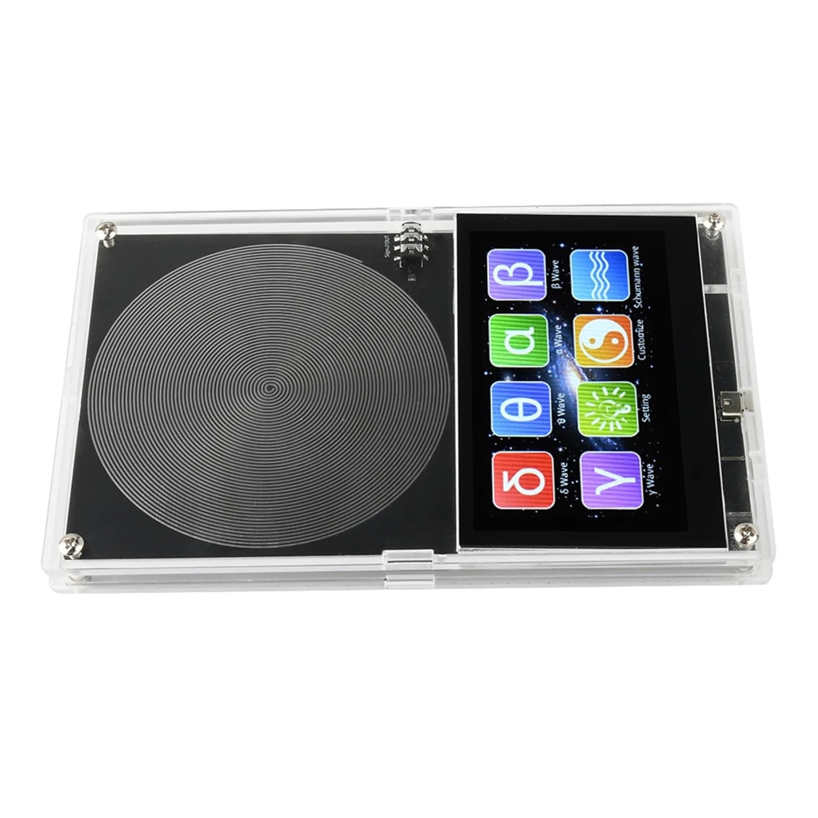 Generador de frecuencia Generador De Ondas Schumann DC 5V 0,01-99999Hz Señal Frecuencia Ajustable Micro USB Pantalla Táctil Resonador Audio Para aliviar el estrés