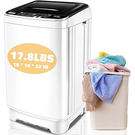 17.8Lbs Portable Washing Machine, 2.3 Cu.ft Portable Washer with Drain Pump, Faucet Adaptor, 10 Wash Programs/8 Water Levels Compact Laundry Washer and Dryer Combo for Apartments RV Dorms