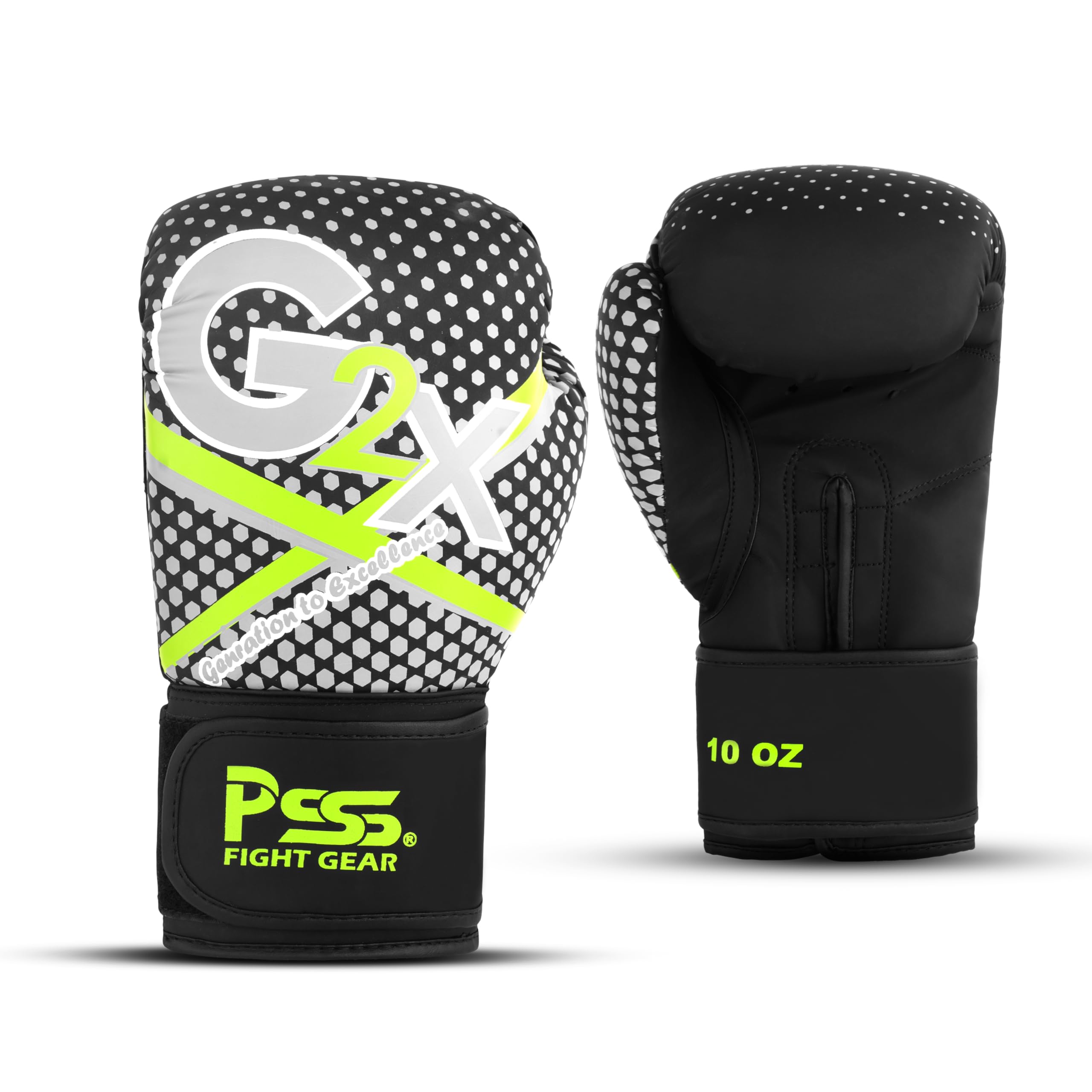 PSS Boxing Gloves for Kids/Youth Training Sparring, Kickboxing, Muay Thai, MMA, Heavy Punching Bag Workout Durable PU Leather, High-Density Foam Padding 4 6 8 10 Oz (Black/Grey, 6 oz)