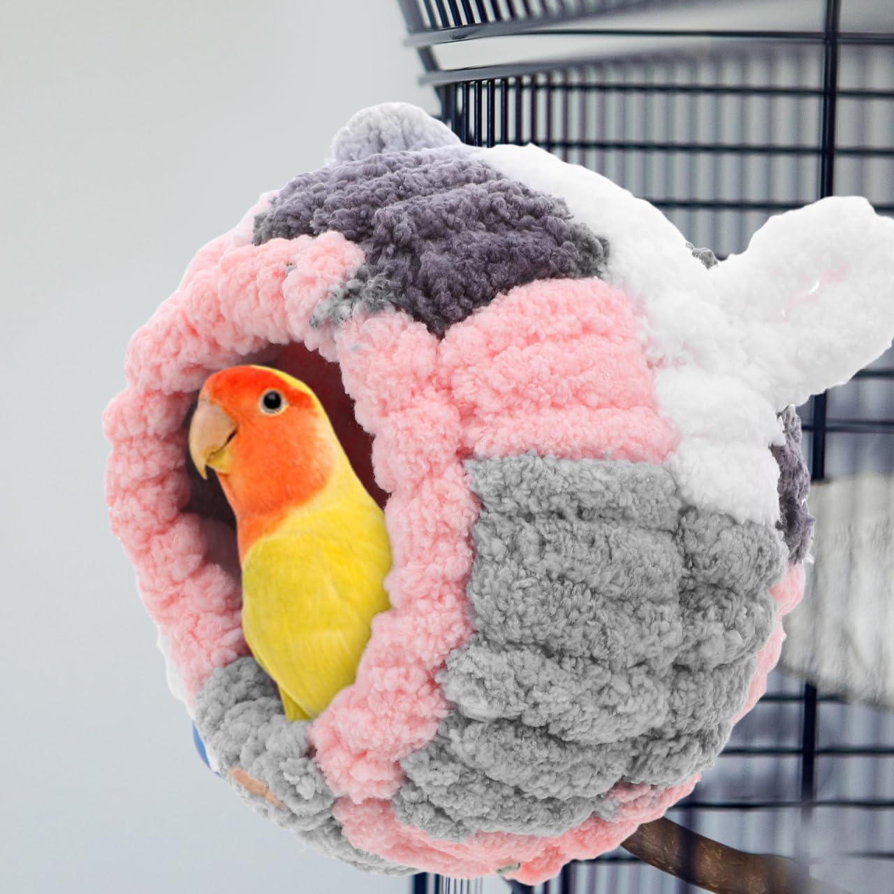 Angoily Bed for Cage Thickened Plush Nest Winter Warm Parrot Nest House with Insulated Snuggle Hut Noise- Cozy for Parakeet Cockatiel Sleeping and Breeding 6.29 X 6.29 X 5.70 in