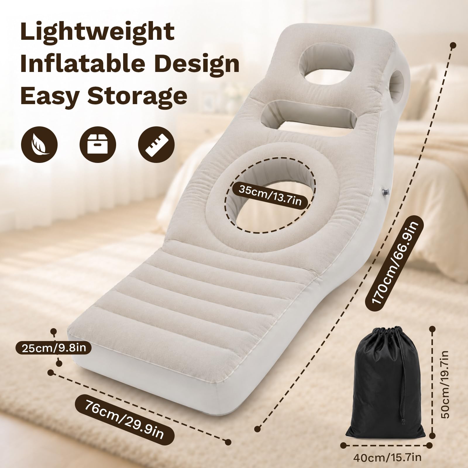 Almohada Inflable para Embarazo, Colchón Inflable de PVC Perforado