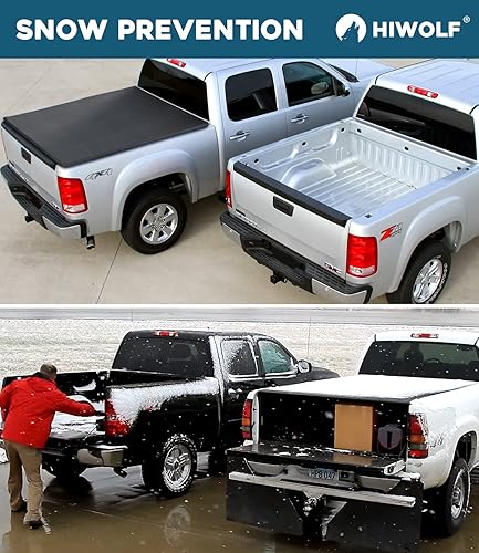 Miniatura 9 de HIWOLF Cubierta Tonneau suave de cuatro pliegues para caja de camioneta para SilveradoSierra 1500 2007-2018 de 5.8 pies (69.3 pulgadas)  No para