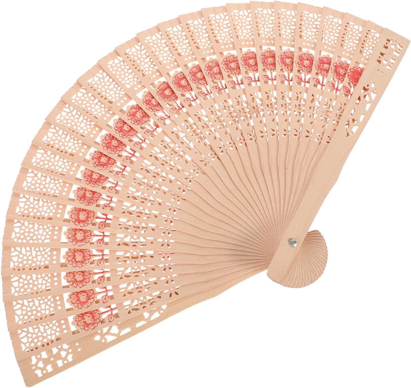 IMIKEYA 50pcs 8-inch Folding Fans Handheld Decorative Wedding Fans with Hollow Sunflower Design and Organza Bags for Women’s Party Favor