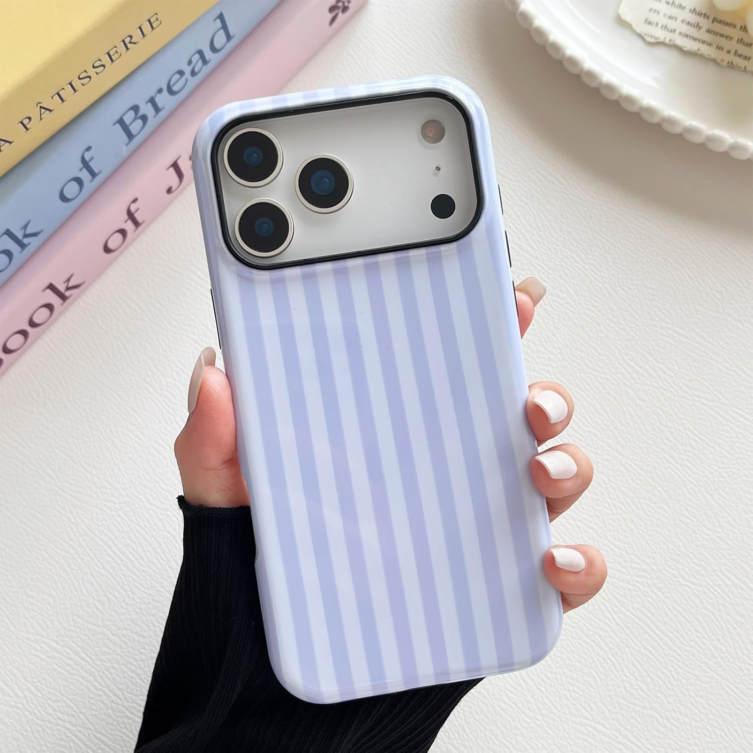 Compatible with iPhone 17 Pro Case, Cute Fashion Aesthetic Striped Phone Case for Women, Shockproof Soft TPU and Hard PC Protective Phone Cover for iPhone 17 Pro 6.3"- White - Image 3