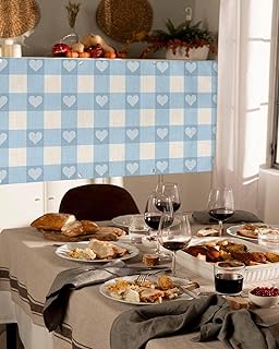 Blue Lattice on Rustic Burlap Outdoor Holiday Banner 71"x35",Porch Sign Indoor Hanging Banners Classic Checker Sweet Heart Outside Flag Party Decoration for Garden Yard Lawn