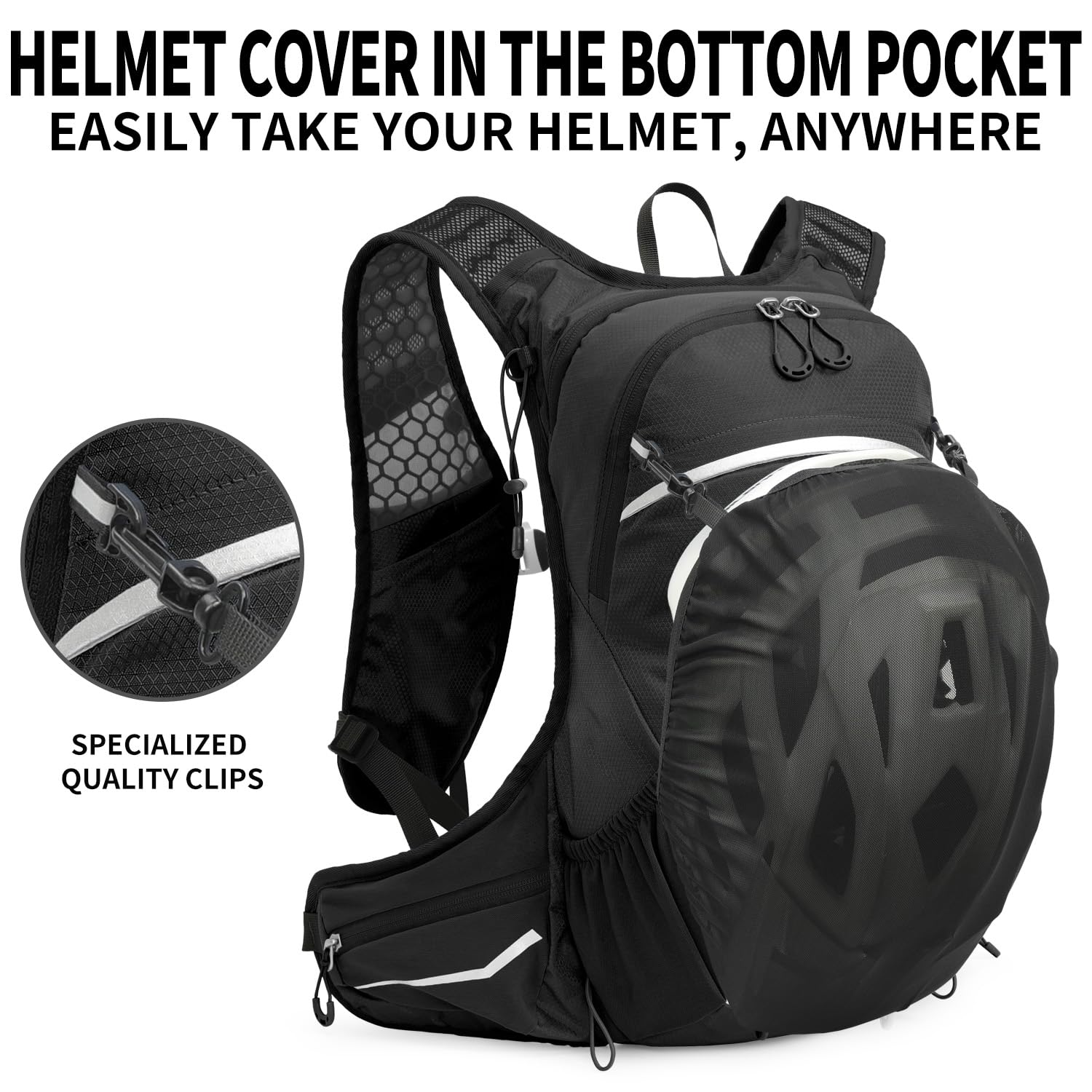 INOXTO Sac à dos d'hydratation de 16 l avec poche à eau gratuite de 2 litres, le sac d'hydratation léger pour le cyclisme, la randonnée, le ski, la neige pour homme et femme (noir)